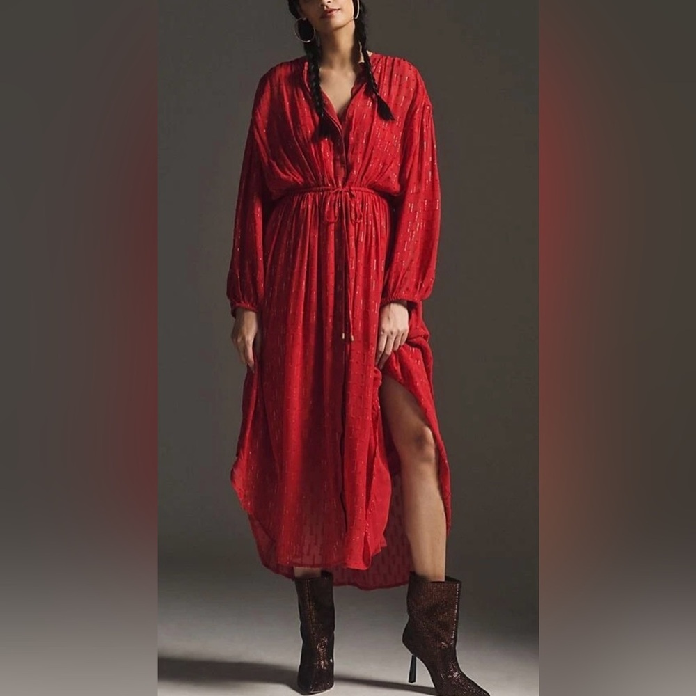 Anthropologie Red Maxi Dress